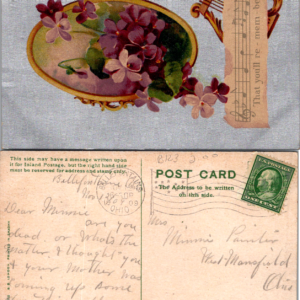 B.B. London Series N 2185 Violets Music Postcard Divided Back 1909 - Image 1