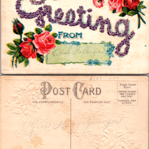 Just a Greeting Roses Embossed Divided Back S69 Early 1900s Vintage - Image 1