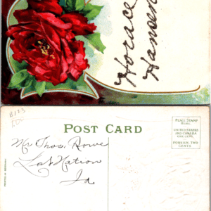 Embossed Red Rose Postcard Germany Lost Nation Ia. - Image 1
