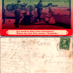 It's Hard to Kiss Your Sweetheart Theochrom Serie 1232-36 Vintage Postcard - Image 1