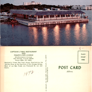 Captain's Table Restaurant Port Orange Florida Adcraft 1972 Vintage Postcard - Image 1