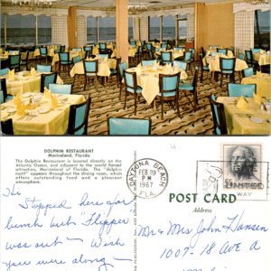 Dolphin Restaurant Marineland Florida Postcard Hannau 73806 1967 - Image 1