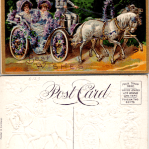 Best Wishes Horse and Carriage Embossed Printed in Germany Serie 50 b - Image 1