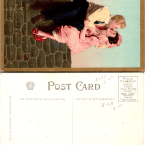 Over the Garden Wall Romantic Couple Kissing Edwardian Postcard 2036 - Image 1