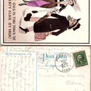 Comic Suffragette Postcard 1914 Iowa Edwardian Vintage - Image 1
