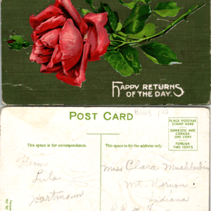 Happy Returns of the Day Embossed Rose Art S 6776 Germany Postcard - Image 1