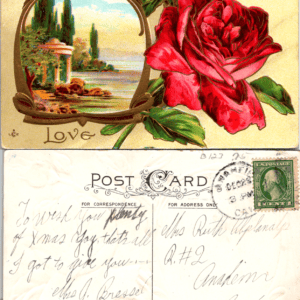 Red Rose Scenic Landscape Love Postcard Series 108A S L C C 1912 - Image 1