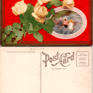 Yellow Roses Children Inset Postcard Divided Back - Image 1