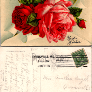 Best Wishes Red and Pink Roses 1911 AA 6073 Postcard Vintage - Image 1