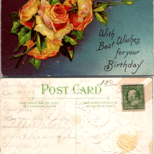 Birthday Roses Postcard 1912 Floral Embossed Vintage - Image 1