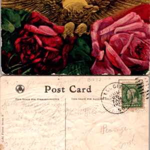 Gold Flower Series B B1232 Motto 1910 Elwood Indiana Embossed Gold Postcard - Image 1