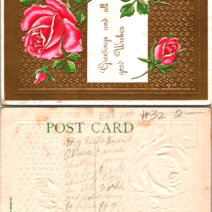 Embossed Rose Postcard Greetings and all good Wishes Vintage - Image 1