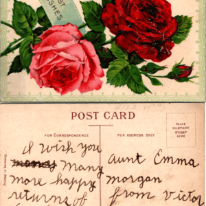 Best Wishes Red Rose Printed in Germany Series 7020 B 1912 Postcard - Image 1