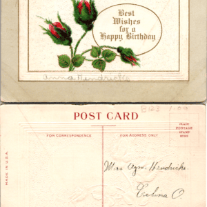 Best Wishes for a Happy Birthday Embossed Floral Divided Back S. 300 - Image 1