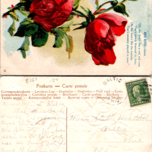 Red Rose Love Poem Embossed Postcard 79 Baltic Ohio - Image 1