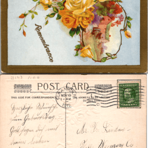 Yellow Roses Remembrance Embossed Postcard A-151 1912 Scranton PA - Image 1