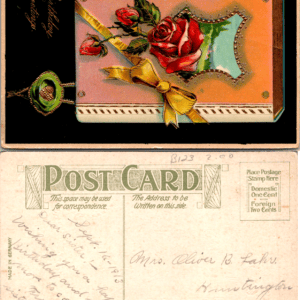 Birthday Greetings Red Roses Made in Germany B.76 1913 Vintage - Image 1