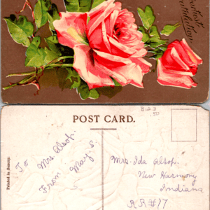 Heartiest Congratulation Pink Rose Embossed Printed in Saxony No. 789 - Image 1