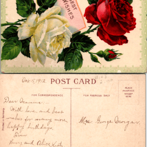 Best Wishes Roses Postcard Series 7020 8 Germany 1912 - Image 1