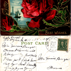 Best Wishes Embossed Gilt Printed in Germany 1908 Postcard - Image 1