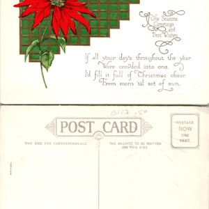 Embossed Christmas Poinsettia Poem Postcard Card 96 - Image 1