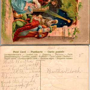 German Embossed Christmas Nativity Postcard A Merry Christmas - Image 1