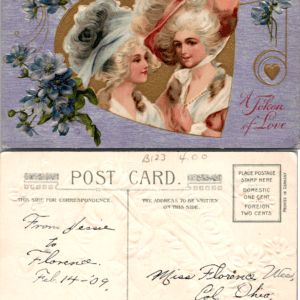 1909 Valentine A Token of Love Victorian Ladies Embossed Postcard - Image 1