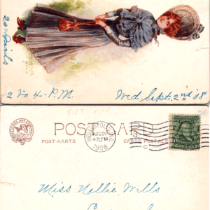 Edwardian Lady Postcard 1908 Germany Bonnet Muff - Image 1