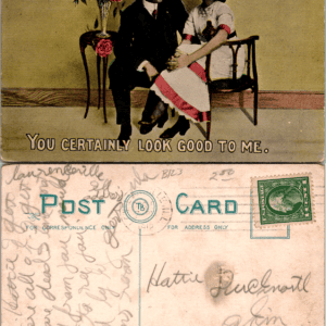 You certainly look good to me Romantic couple Roses 1912 Postcard - Image 1