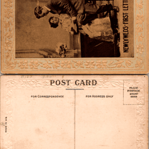 Newlyweds First Letter Series 1 Embossed Floral Border Vintage Postcard - Image 1