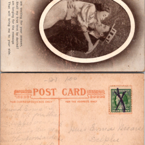 Edwardian Romance Embossed Postcard Romantic Couple USA 1910s - Image 1