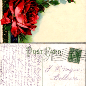 Embossed Red Roses Postcard 1911 Made in Germany 6064 Vintage - Image 1