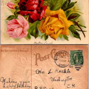 Best Wishes Roses SER. 703 1909 Postcard Vintage - Image 1