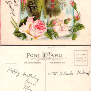Hearty Greetings Pink Roses Embossed Divided Back Series 713 B Vintage - Image 1