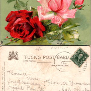 Raphael Tuck & Sons Art Series 8841 Roses Postmarked - Image 1