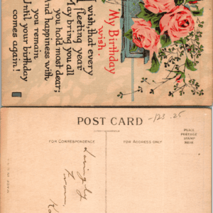 Birthday Pink Roses Postcard Divided Back U.S.A. i47 - Image 1