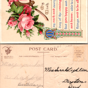 International Art Publishing Co. Series 147 Horseshoe Birthday Postcard 1910 - Image 1