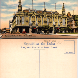 Centro Gallego and National Theatre Havana Cuba Linen Postcard 71444 - Image 1