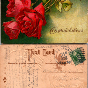 Diamond D Series Congratulations 1910 Embossed Postcard - Image 1