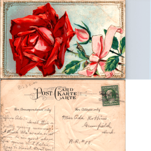 Embossed Red Rose Postcard U.S. Postage One Cent Divided Back - Image 1