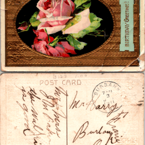 Birthday Roses Postcard 6137 Burbank Printed in Germany - Image 1