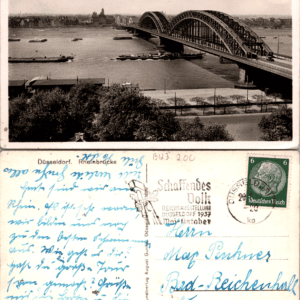 Düsseldorf Rheinbrücke RPPC Kunstverlag August Gunnert 1937 - Image 1