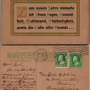 German New Year Greetings Postcard 1909 Mailed to Berlin - Image 1