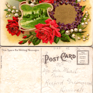 Germany Birthday Greetings Rose Floral Postcard - Image 1