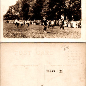 Real Photo Postcard RPPC AZO Outdoor Event Children Running Crowd - Image 1