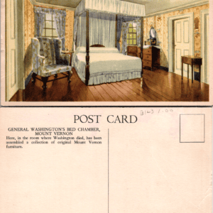 General Washington's Bed Chamber Mount Vernon 1934 Postcard - Image 1