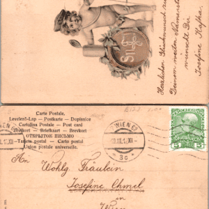 H.H.W. No. 215 Cherub Cupid Postcard Wien 1912 - Image 1