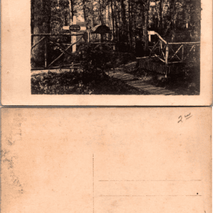 German Military Cemetery War Grave Forest Bridge Cross Postcard - Image 1