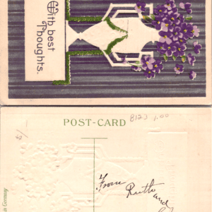 Embossed Postcard Purple Violets Made in Germany - Image 1