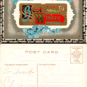 Best Wishes Embossed Postcard Blue Flowers Divided Back Vintage - Image 1